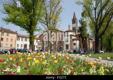 Piazza della Vetra, Parco delle Basiliche Basilica di Sant'Eustorgio, Mailand,Milano, Milano, lombardia, italia Foto Stock