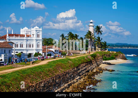 Sri Lanka, della Provincia Meridionale, South Coast Beach, Galle, città vecchia, Fort olandese, sito Patrimonio Mondiale dell'UNESCO, Faro e Meeran Foto Stock