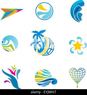 Indicazioni colorate per i viaggi business corporate identity design Illustrazione Vettoriale