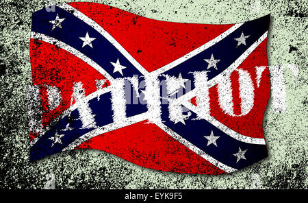 Bandiera confederate, con il testo patriot su un effetto grunge Foto Stock