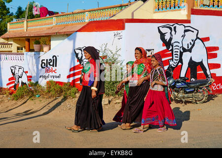 India, Gujarat, Kutch, Padhar village, Ahir gruppo etnico Foto Stock