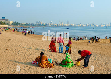 India Maharashtra, Mumbai (Bombay), Chowpatty Beach Foto Stock