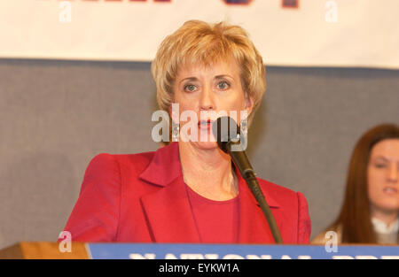 Il CEO di WWE Linda McMahon assiste un Smack giù il vostro voto! News Conferenza di Washington D.C.. Foto Stock