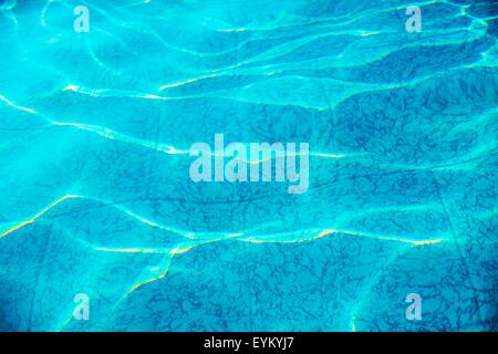 Piscina acqua Closeup dello sfondo della foto. Cristallina piscina di acqua. Foto Stock