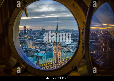 Germania, Amburgo, Neustadt, Rathausmarkt, Municipio di notte, night shot, Foto Stock