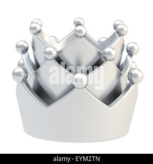 Corona d'argento isolato su bianco Foto Stock