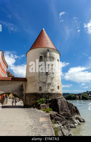 Passau Torre Schaiblingsturm Baviera Passau Germania Foto Stock