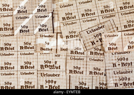 Post-guerra tessere di razionamento per acquistare prodotti per la nutrizione, 1950, Renania settentrionale-Vestfalia, nella Repubblica federale di Germania, Europa Foto Stock