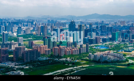 Vista aerea del quartiere centrale degli affari di Ningbo Foto Stock