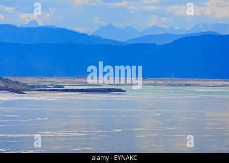 Granaglie arginamento, Highland Valley miniera di rame, Logan Lago, British Columbia Foto Stock