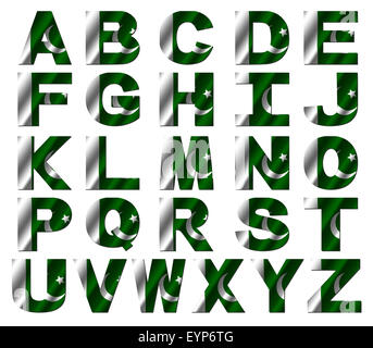 Il Pakistan bandiera font isolato su bianco illustrazione Foto Stock