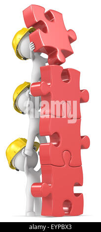 Dude I Builder X3 rendono la costruzione di rosso i pezzi del puzzle. Foto Stock