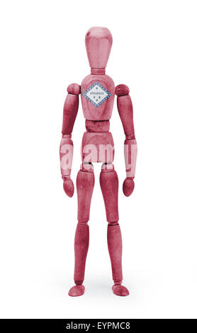 Il legno vecchio figura manichino con noi bandiera di stato bodypaint - Arkansas Foto Stock