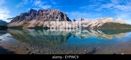 Panorama di Num-Ti-Jah Lago il Parco Nazionale di Banff Alberta Canada Foto Stock