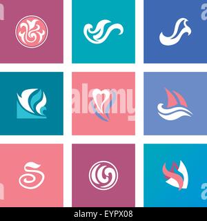 Set di logo per i modelli di business in colori pastello Illustrazione Vettoriale