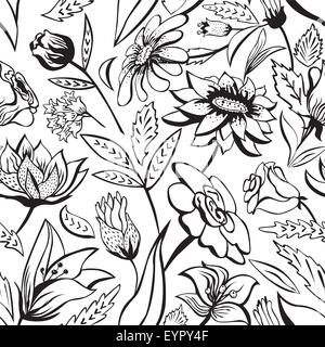 Profilo Seamless sfondo vettoriale con fiori vintage Illustrazione Vettoriale