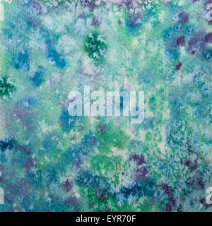 Disegnata a mano verde-azzurro sfondo ad acquerello Foto Stock