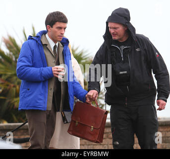 David Thewlis e Jonathan Bailey film una scena per la ancora come untitled Donald Crowhurst biopic con: Jonathan Bailey dove: Devon, Regno Unito quando: 2 Giu 2015 C Foto Stock