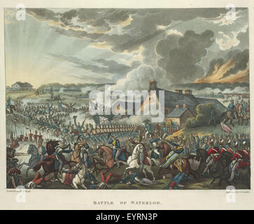 Le guerre di Wellington, una poesia narrativa ... - Didascalia: 'La Battaglia di Waterloo, 18 giugno 1815. Raffigurante Arthur Wellesley, il Duca di Wellington. La sconfitta delle truppe francesi di Napoleone Bonaparte. L'ultima grande battaglia delle guerre napoleoniche.' Le guerre di Wellington, una poesia narrativa - didascalia Foto Stock