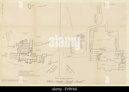 Questa immagine, tratta dalla pagina 19 di "A Short History of Sherborne from 705 d.C.", raffigura probabilmente un'illustrazione o una mappa relativa alla storia antica di Sherborne, Inghilterra, che copre il periodo dalla sua fondazione. Foto Stock
