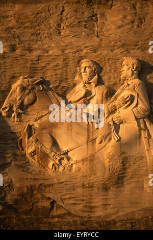 Bassorilievo carving confederato della guerra civile americana leader Stone Mountain State Park DEKALB COUNTY GEORGIA USA Foto Stock