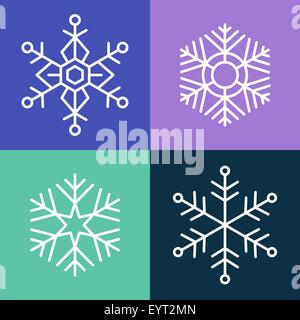 Set di fiocchi di neve in stile di linea illustrazione. Ideale per natale biglietto di auguri e icona app design. EPS10 file vettoriale. Illustrazione Vettoriale