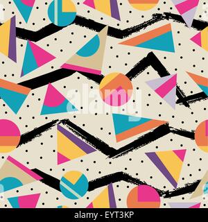 Retro vintage 80s memphis fashion style perfetta illustrazione del modello dello sfondo. Ideale per il disegno di tessuto, carta per la stampa e il web Illustrazione Vettoriale