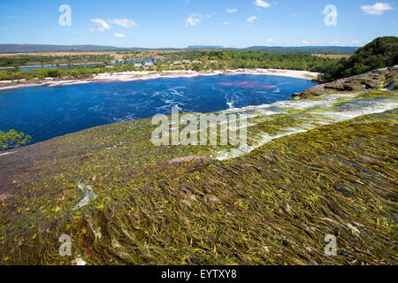 Bella cascata nella laguna di Canaima, il Parco Nazionale di Canaima, Venezuela, Sud America 2015 Foto Stock