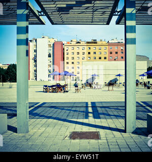 Plaça de les Glòries Catalanes. Barcellona, in Catalogna, Spagna. Foto Stock