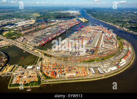 Contenitore porta Amburgo, CTA, container terminal Altenwerder, Hamburg-Altenwerder, porto di Amburgo, Elba, Amburgo, Germania
