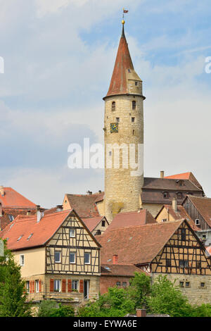 Townscape, Kirchberg an der Jagst, Baden-Württemberg, Germania Foto Stock