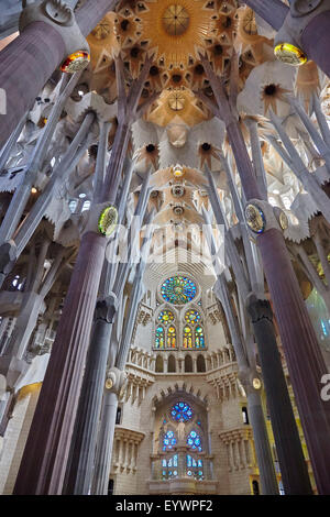 La Sagrada Familia, il Sito Patrimonio Mondiale dell'UNESCO, Barcellona, in Catalogna, Spagna, Europa Foto Stock