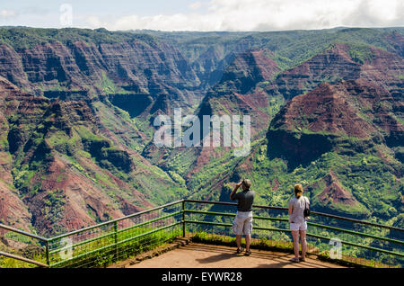 Puu Hinahina Lookout, Waimea Canyon State Park, Kauai, Hawaii, Stati Uniti d'America, il Pacifico Foto Stock