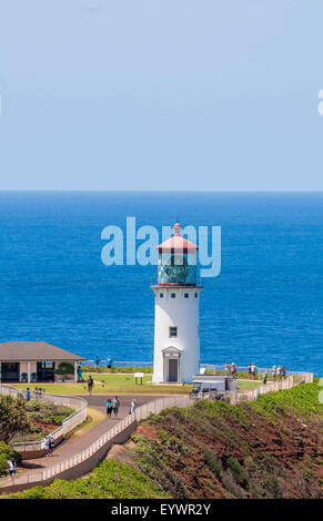 Storico Faro Kilauea sul punto di Kilauea National Wildlife Refuge, Kauai, Hawaii, Stati Uniti d'America, il Pacifico Foto Stock