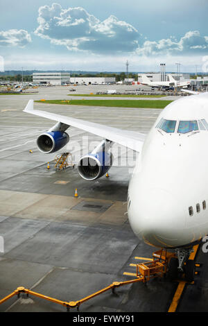 Piattaforma di carico del trasporto aereo delle merci per l'aeromobile. Aeroporto di Londra Heathrow Foto Stock