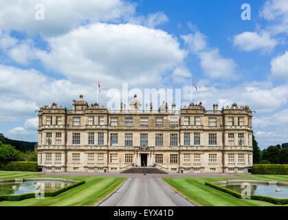 Longleat House, una 16thC Elizabethan maestosa casa e sede del marchese di Bath, vicino Warminster, Wiltshire, Inghilterra, Regno Unito Foto Stock