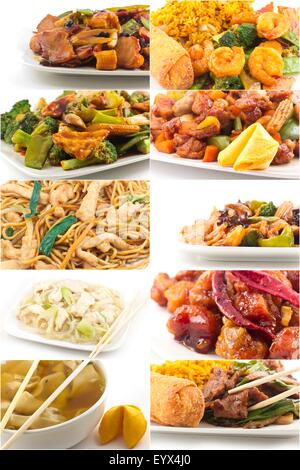Vari popolari piatti Cinesi estrarre piatti in immagine collage Foto Stock