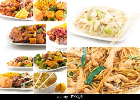 Vari popolari piatti Cinesi estrarre piatti in immagine collage Foto Stock