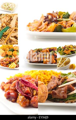 Vari popolari piatti Cinesi estrarre piatti in immagine collage Foto Stock