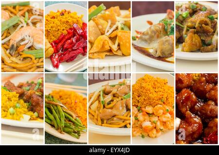 Vari popolari piatti Cinesi estrarre piatti in immagine collage Foto Stock
