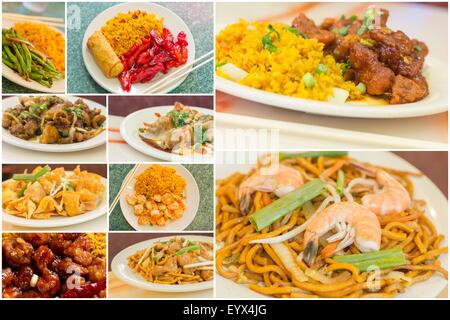 Vari popolari piatti Cinesi estrarre piatti in immagine collage Foto Stock