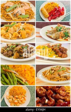 Vari popolari piatti Cinesi estrarre piatti in immagine collage Foto Stock