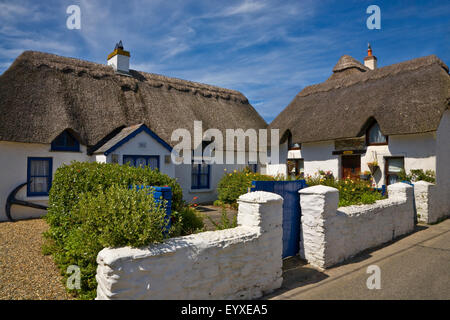 Tradizionale cottage con il tetto di paglia, Kilmore Quay, County Wexford, Irlanda Foto Stock