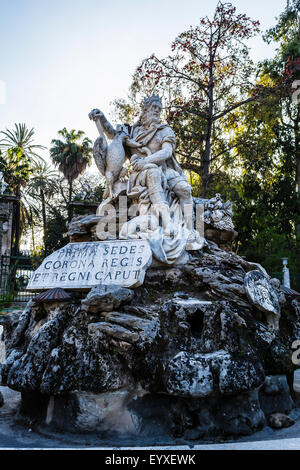 Fontana nel Giardino Botanico di Palermo, Sicilia, Italia Foto Stock