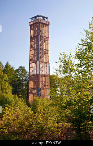 Lago torre Moehne nella Foresta di Arnsberg, torre di guardia a barrage, in Germania, in Renania settentrionale-Vestfalia, Sauerland Foto Stock