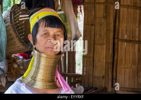 Vecchio lungo collo Karen, Thailandia Chiang Rai Foto Stock