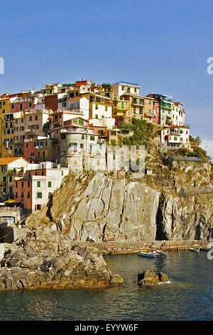 Villaggio Manarolo in Liguria, Italia, Liguria, il Parco Nazionale delle Cinque Terre, Manarolo Foto Stock