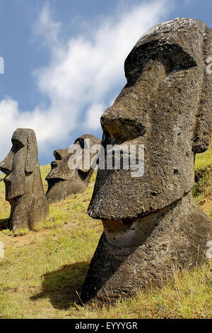 Moai statue, Cile, Parco Nazionale di Rapa Nui Foto Stock