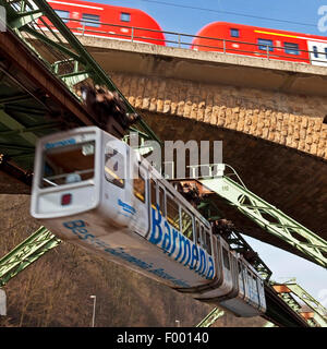 Wuppertal Ferroviaria di sospensione e treno urbano, in Germania, in Renania settentrionale-Vestfalia, Bergisches Land, Wuppertal Foto Stock