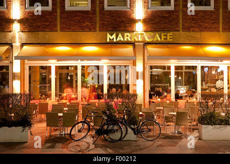 In Marktcafe Muenster, Germania, Renania settentrionale-Vestfalia, Muensterland, Munster Foto Stock